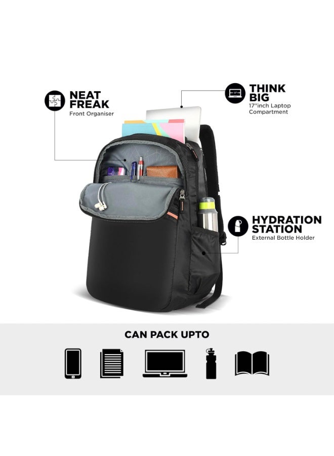 American Tourister ACTON 5 Compartment Laptop Backpack, 33L with Spacious Interiors and Multiple Compartments with Rain Cover, Laptop Backpack for Unisex and Kids BLACK,College Bag - Image 2