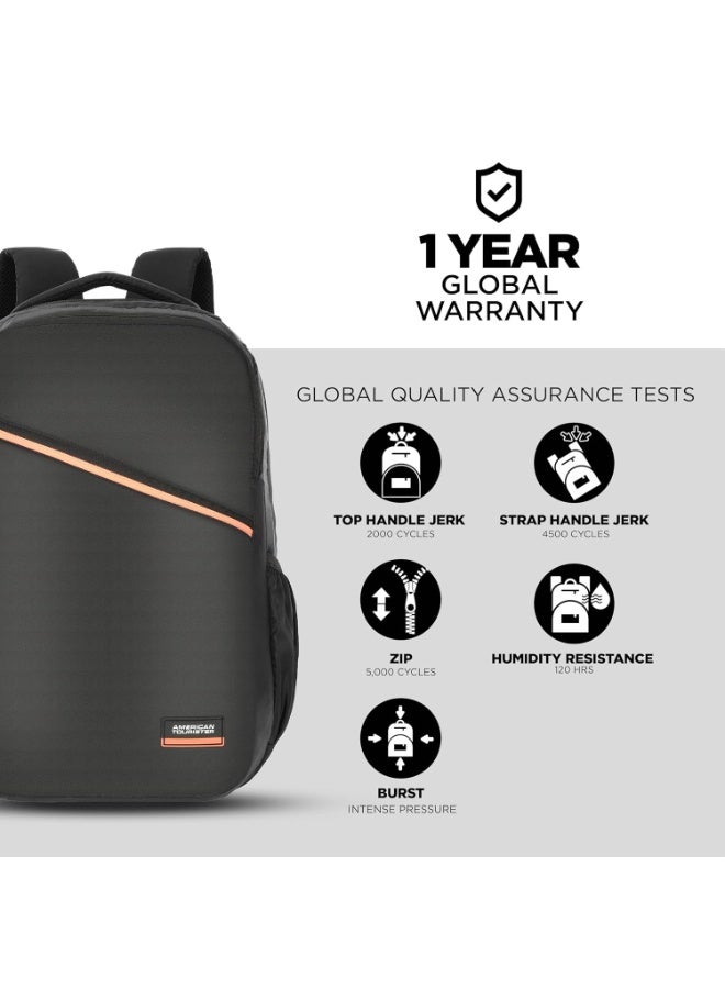 American Tourister ACTON 5 Compartment Laptop Backpack, 33L with Spacious Interiors and Multiple Compartments with Rain Cover, Laptop Backpack for Unisex and Kids BLACK,College Bag - Image 3
