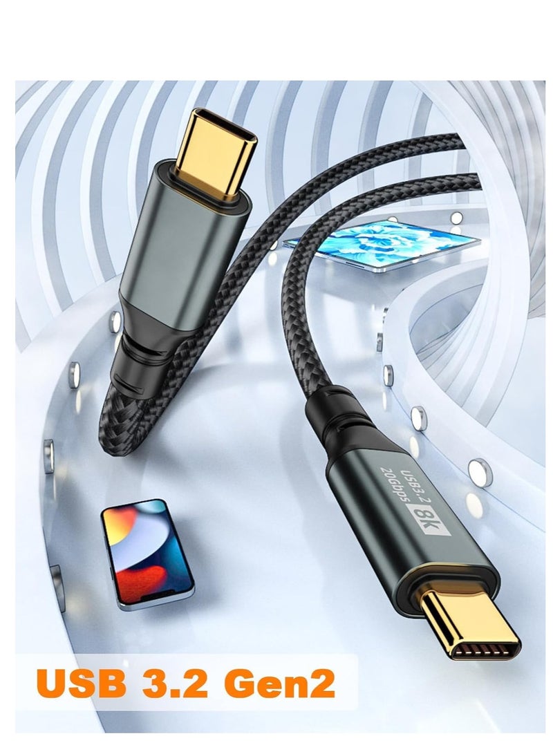 Xefor Short USB C to USB C Cable, USB 3.2 Gen 2 20Gbps Data Transfer & 100W Power Delivery Fast Charging Supports 8K Video at 60Hz for Thunderbolt 3 MacBook Pro, 1m  - Image 2
