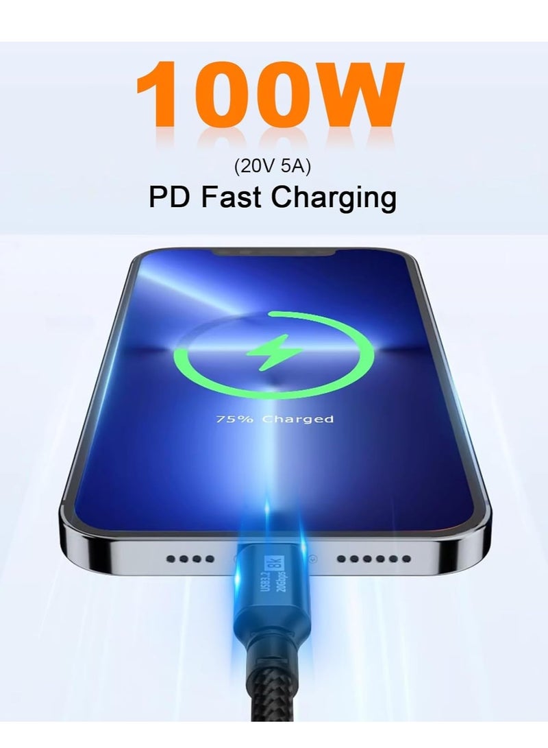 Xefor Short USB C to USB C Cable, USB 3.2 Gen 2 20Gbps Data Transfer & 100W Power Delivery Fast Charging Supports 8K Video at 60Hz for Thunderbolt 3 MacBook Pro, 1m  - Image 3