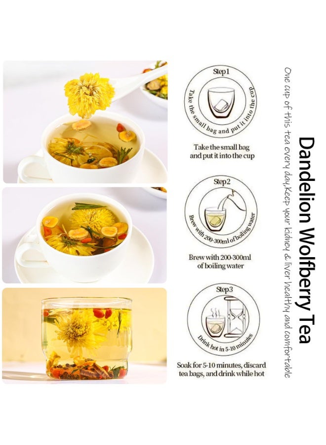 دانديليون شاي الهندباء والذئب البري يُنقّي الكبد ويُحسّن البصر، ويحمي الكبد والكلى. الوزن الصافي: ١٢٠ غرام (١٠ غرام × ١٢ كيسًا). - Image 2