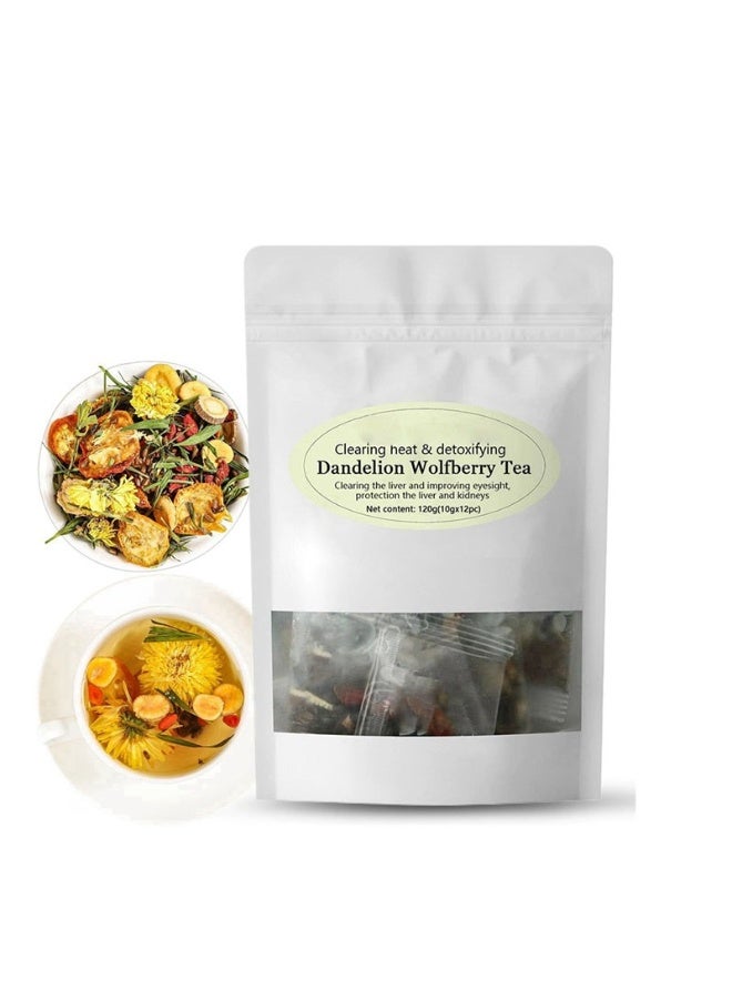 دانديليون شاي الهندباء والذئب البري يُنقّي الكبد ويُحسّن البصر، ويحمي الكبد والكلى. الوزن الصافي: ١٢٠ غرام (١٠ غرام × ١٢ كيسًا). - Image 1