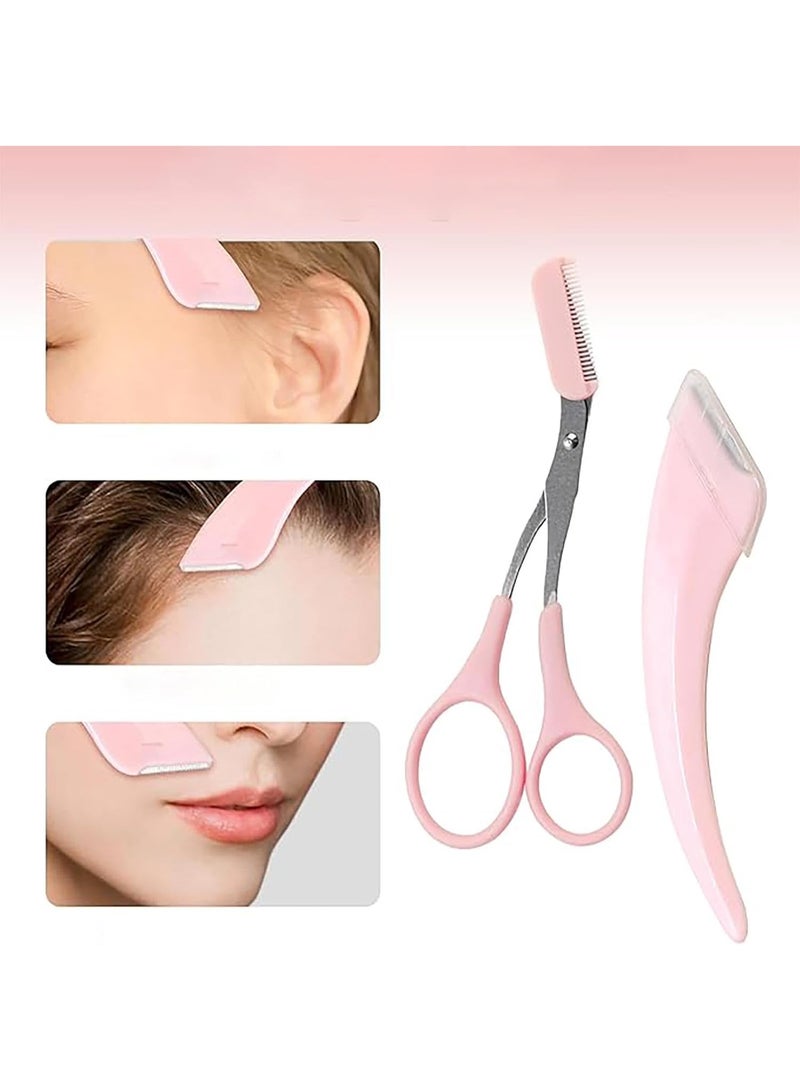 مجموعة تشذيب الحواجب، مقص وشفرة من الفولاذ المقاوم للصدأ مع مشط، أدوات احترافية للعناية بالحواجب من أجل تشكيل دقيق - Image 3