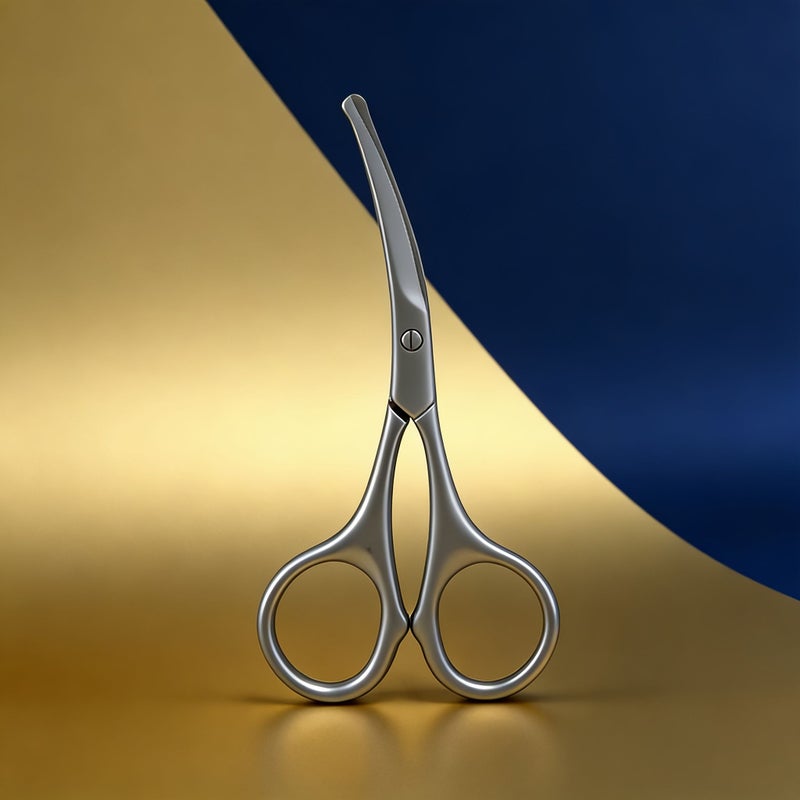 Curved Nose Hair Scissors Multifunctional Stainless Steel Manual Portable Trimmer Household Men Beard Mustache Grooming Tool Rounded Tip Safe for Nasal Area Compact Easy to Carry Daily Cleaning Care Personal Beauty Tool - Image 3