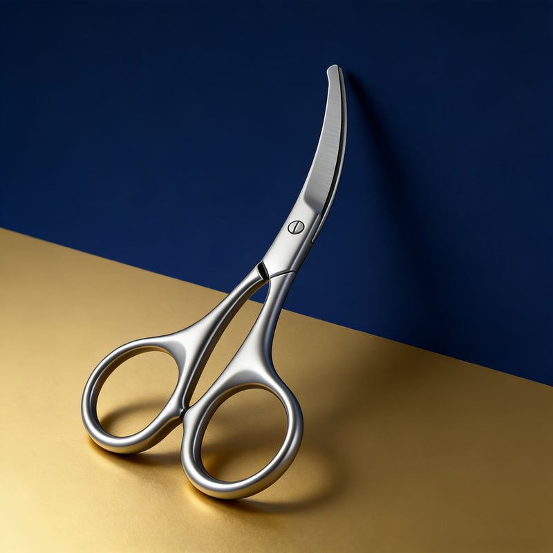Curved Nose Hair Scissors Multifunctional Stainless Steel Manual Portable Trimmer Household Men Beard Mustache Grooming Tool Rounded Tip Safe for Nasal Area Compact Easy to Carry Daily Cleaning Care Personal Beauty Tool - Image 1
