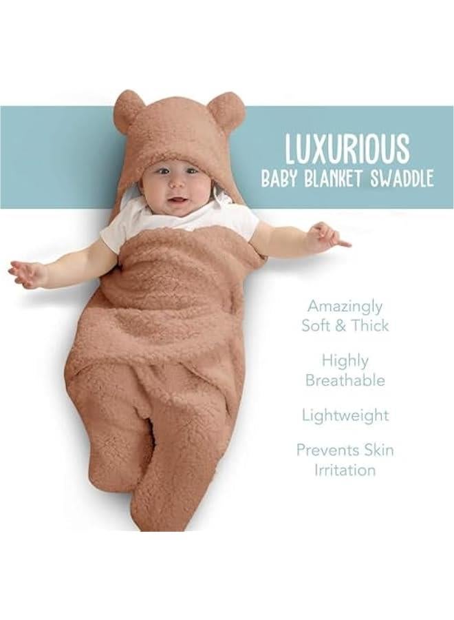 Gonice Baby Swaddle Blanket, Ultra-Soft Plush Essential for Infants 0-6 Months, Receiving Swaddling Wrap, Ideal Newborn Registry and Toddler Boy Accessories, Perfect Baby Girl Shower Gift (Brown) - Image 3