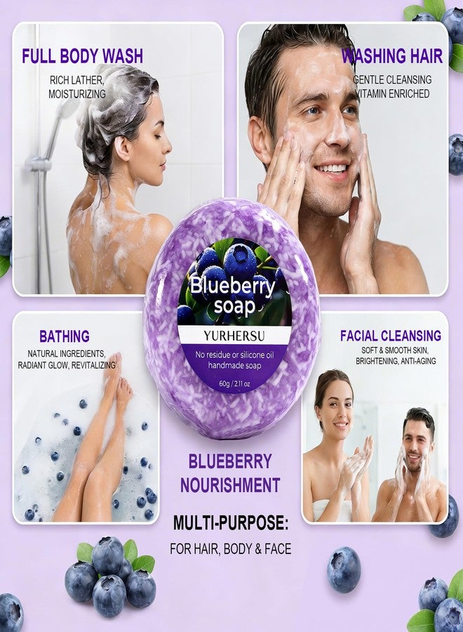 YURHERSU Blueberry Handmade Soap, Nourishing & Hydrating Body Wash Bar Soap with Gentle Exfoliation for a Radiant Glow, Moisturizing with Natural Oils, Multi-Purpose for Face, Body & Hair, 2.11 oz - Image 5