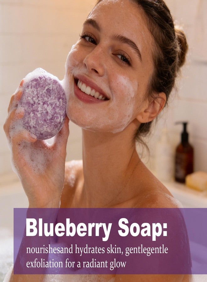 YURHERSU Blueberry Handmade Soap, Nourishing & Hydrating Body Wash Bar Soap with Gentle Exfoliation for a Radiant Glow, Moisturizing with Natural Oils, Multi-Purpose for Face, Body & Hair, 2.11 oz - Image 3