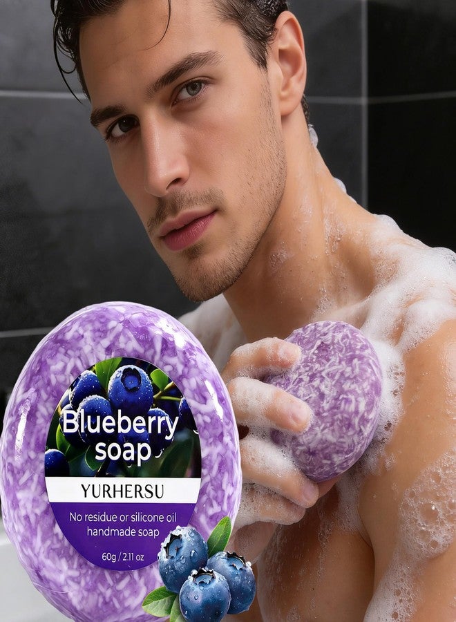 YURHERSU Blueberry Handmade Soap, Nourishing & Hydrating Body Wash Bar Soap with Gentle Exfoliation for a Radiant Glow, Moisturizing with Natural Oils, Multi-Purpose for Face, Body & Hair, 2.11 oz - Image 2