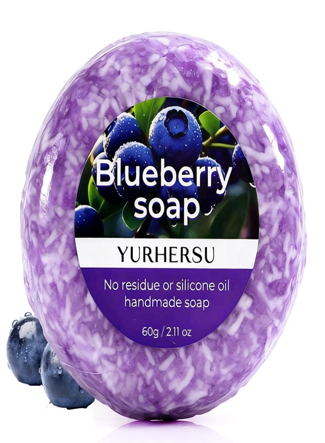 YURHERSU Blueberry Handmade Soap, Nourishing & Hydrating Body Wash Bar Soap with Gentle Exfoliation for a Radiant Glow, Moisturizing with Natural Oils, Multi-Purpose for Face, Body & Hair, 2.11 oz - Image 1