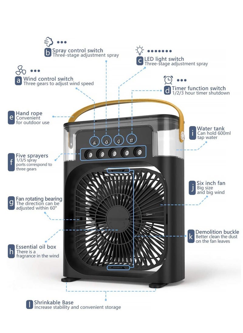 Toshonics - Portable 5-in-1 Air Cooler Fan: Fast Cooling, Humidifier, Timer, USB Powered - Ideal for Home, Office, and Travel - Image 1