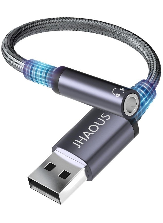 JHAOUS USB to 3.5mm Jack Audio Adapter, USB to Audio Jack Adapter Headset, USB-A to 3.5mm JHAOUS External Sound Card AUX Stereo Converter, Compatible for Headset, PC Windows, LaptopMac, Desktops, Linux, PS4 - Image 1