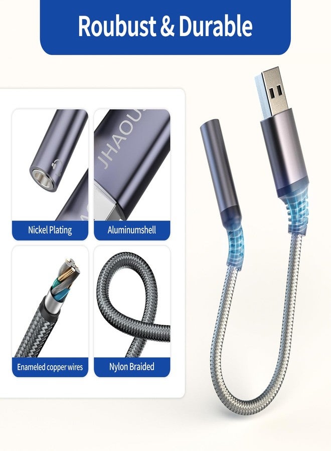 JHAOUS USB to 3.5mm Jack Audio Adapter, USB to Audio Jack Adapter Headset, USB-A to 3.5mm JHAOUS External Sound Card AUX Stereo Converter, Compatible for Headset, PC Windows, LaptopMac, Desktops, Linux, PS4 - Image 4