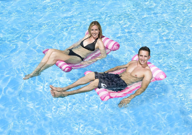 Poolmaster Water Hammock Inflatable Pool Floats for Adults, 4-in-1 Hammock, Saddle, Lounge or Drifter with Quick-Dry Mesh Fabric, 12-Gauge Vinyl Support, Pink - Image 4
