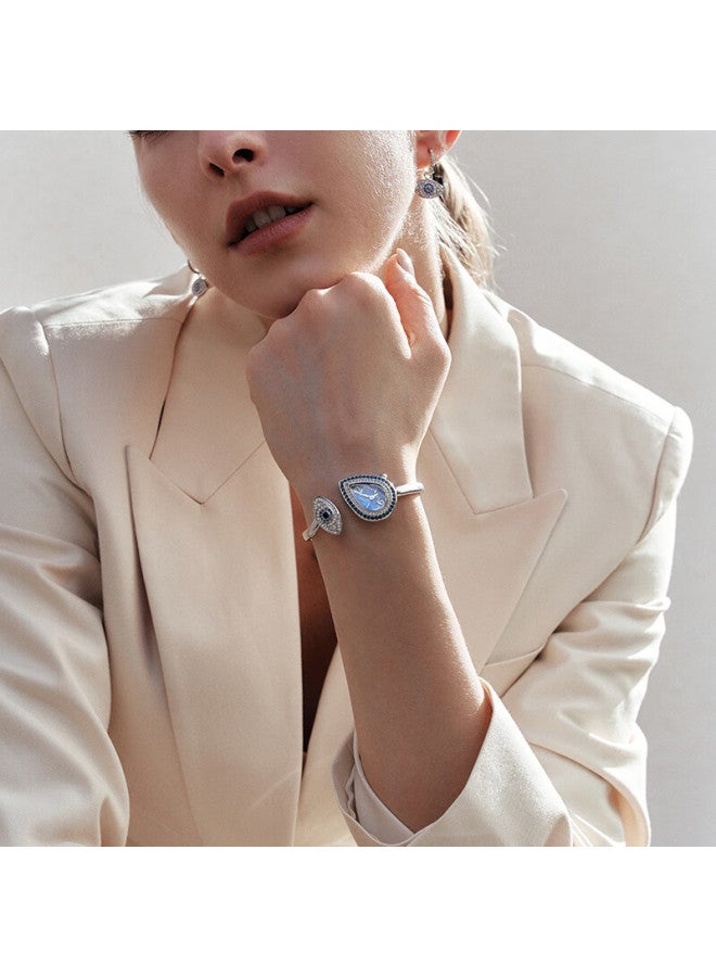 Saga Eye Bracelet Watch For Women Fashion Luxury Imported Movement Ganxi Snow Silver Large Size - Image 1