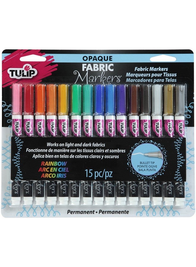 توليب 33701 أقلام طلاء قماشية بألوان قوس قزح، 15 عبوة للحصول على لون دائم على صخور الخشب القماشية - Image 1