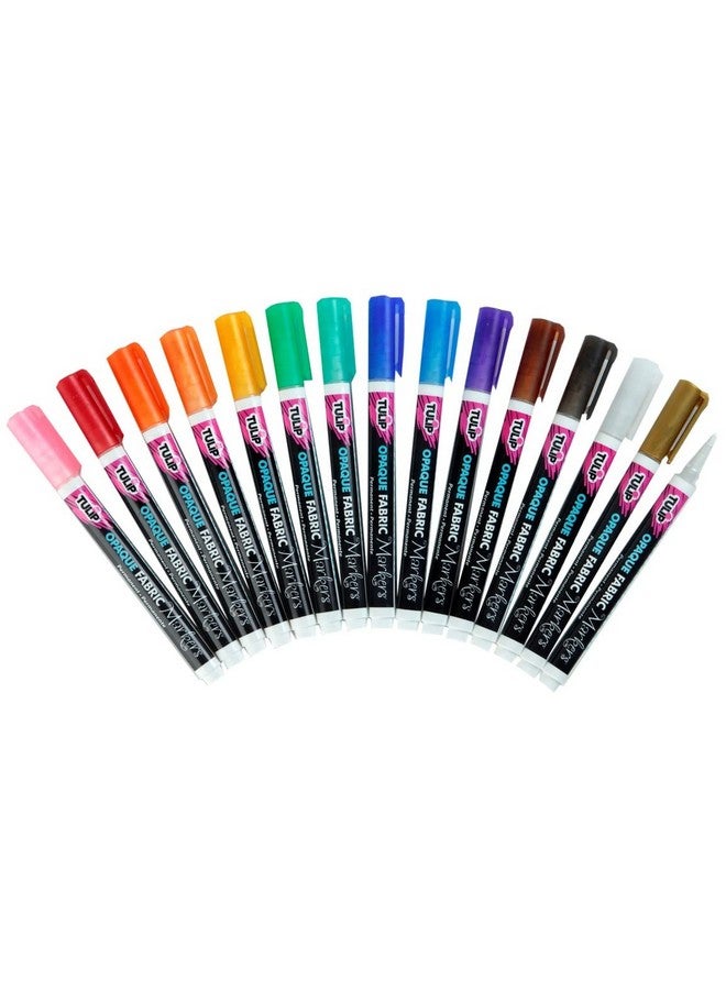 توليب 33701 أقلام طلاء قماشية بألوان قوس قزح، 15 عبوة للحصول على لون دائم على صخور الخشب القماشية - Image 2