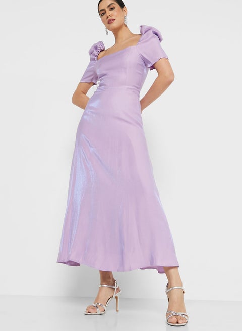 Shimmering Lavender Midi Dress
