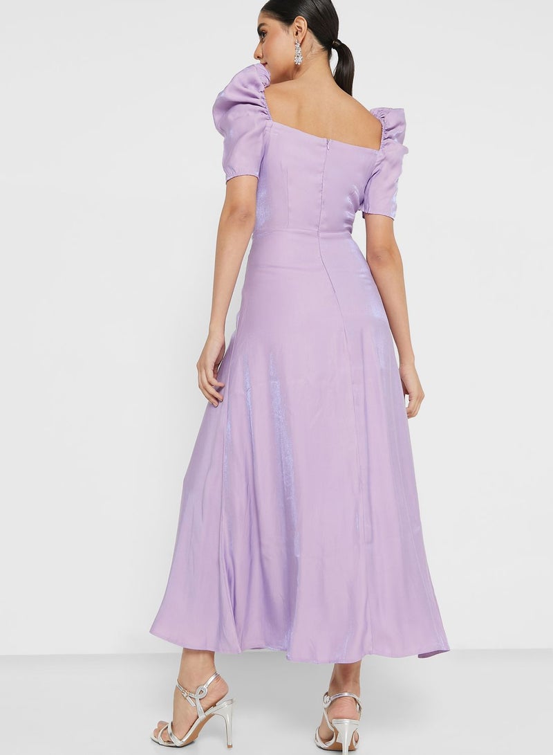 ELLA Shimmering Lavender Midi Dress  - Image 2