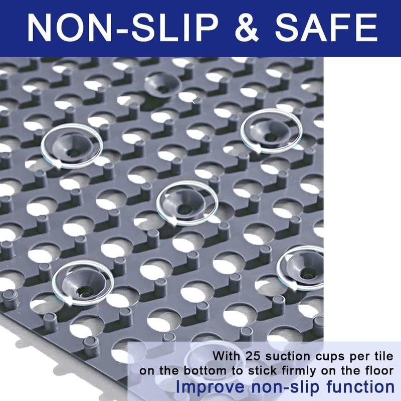 BHAVENA Modular Interlocking Floor Tiles, 11.8” PVC Waterproof Mats with Drain Holes for Bathroom, Kitchen, Patio & Pool | Anti-Slip, Quick Install | Pack of (8) - Image 5