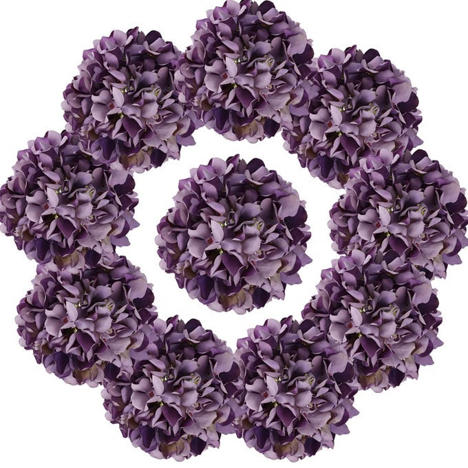Large Vintage Hydrangea 10pc Silk Flowers for Wedding Decoration Baby Showers Purple