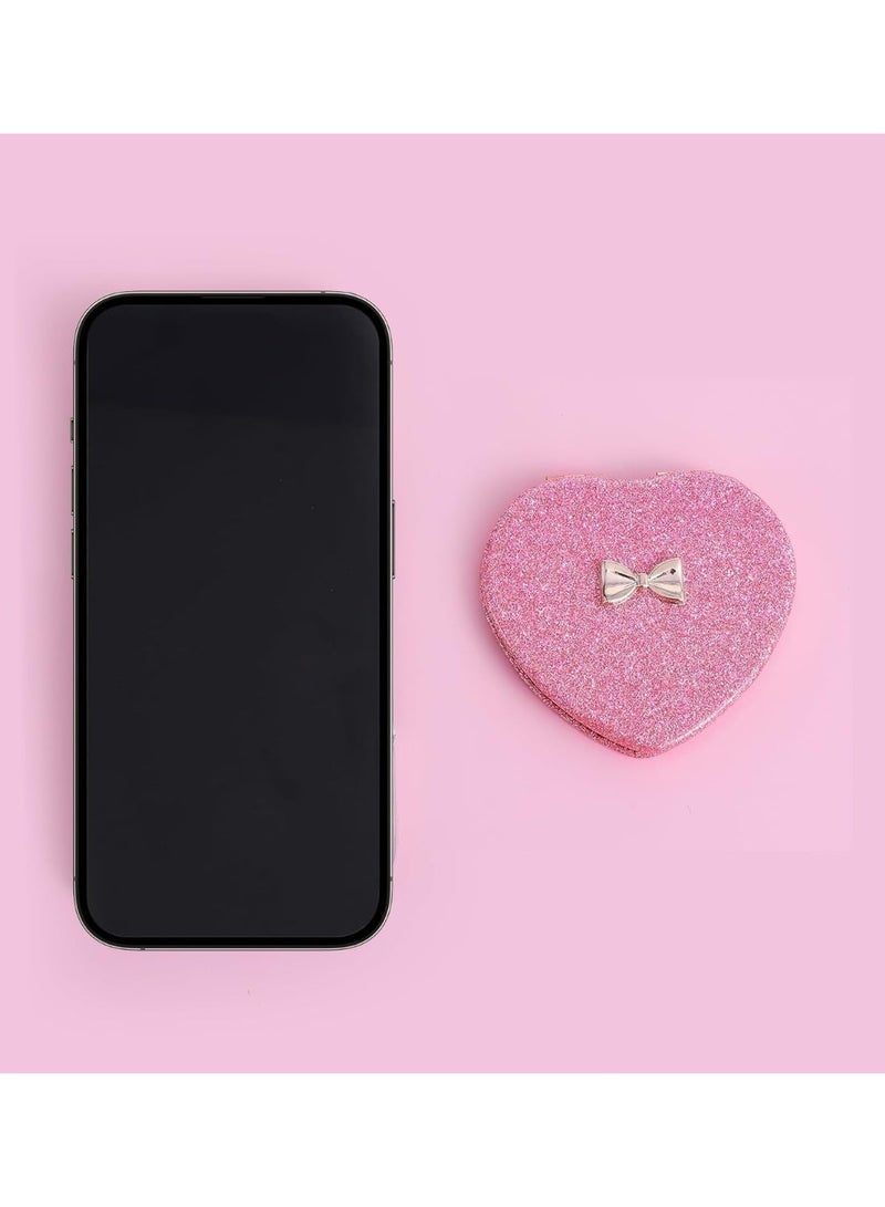 Heart-Shaped Compact Mirror, Double-Sided Pink Magnetic Folding Mirror for Girls, Kids, Women, Cute Pocket Mirror for Home and Office, Valentine's Day Gift - Image 4
