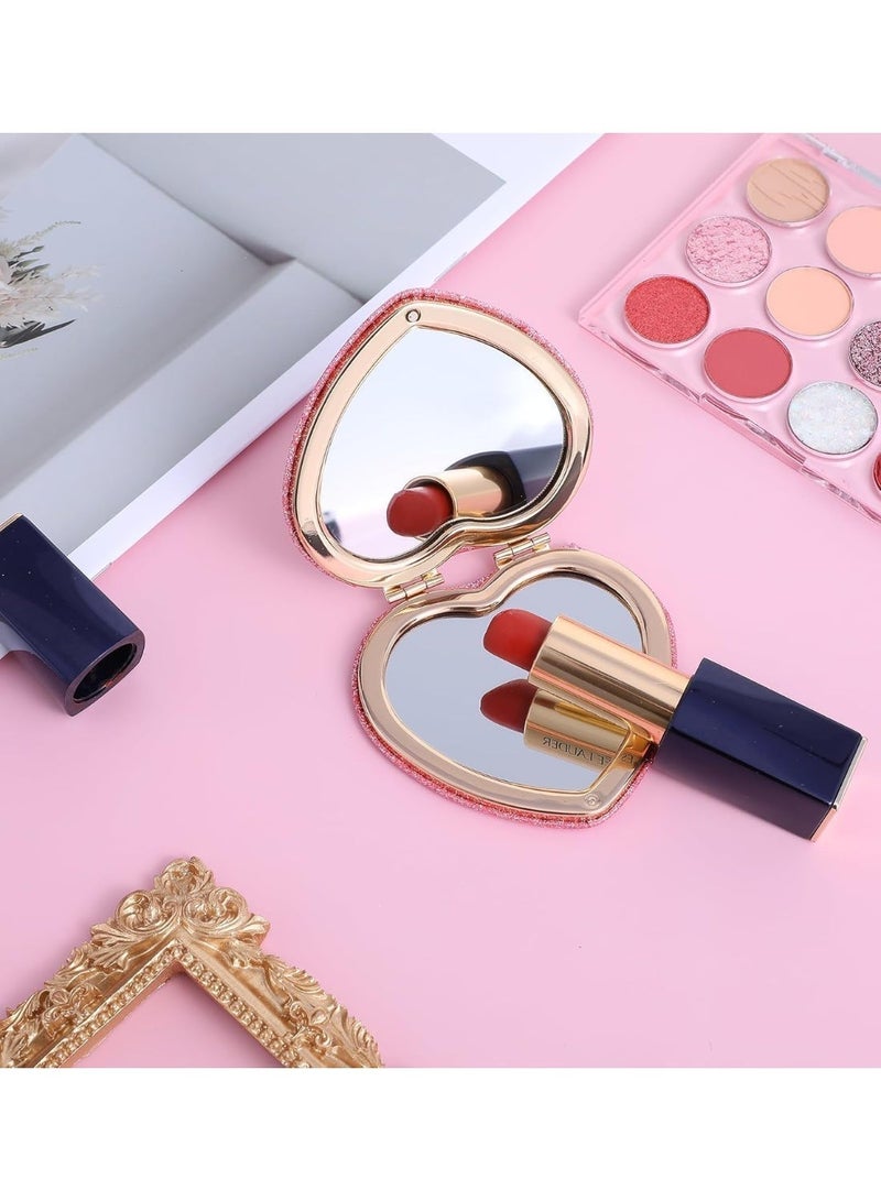 Heart-Shaped Compact Mirror, Double-Sided Pink Magnetic Folding Mirror for Girls, Kids, Women, Cute Pocket Mirror for Home and Office, Valentine's Day Gift - Image 3