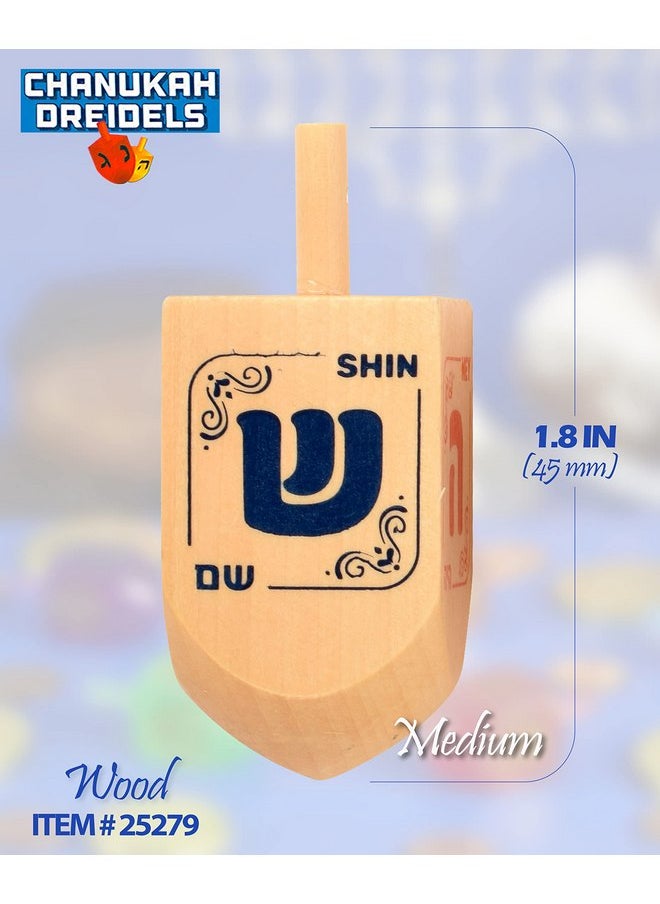 Izzy 'n' Dizzy Hanukkah Dreidels - Natural Wooden Dreidel - 4 Pack Medium  - Image 2