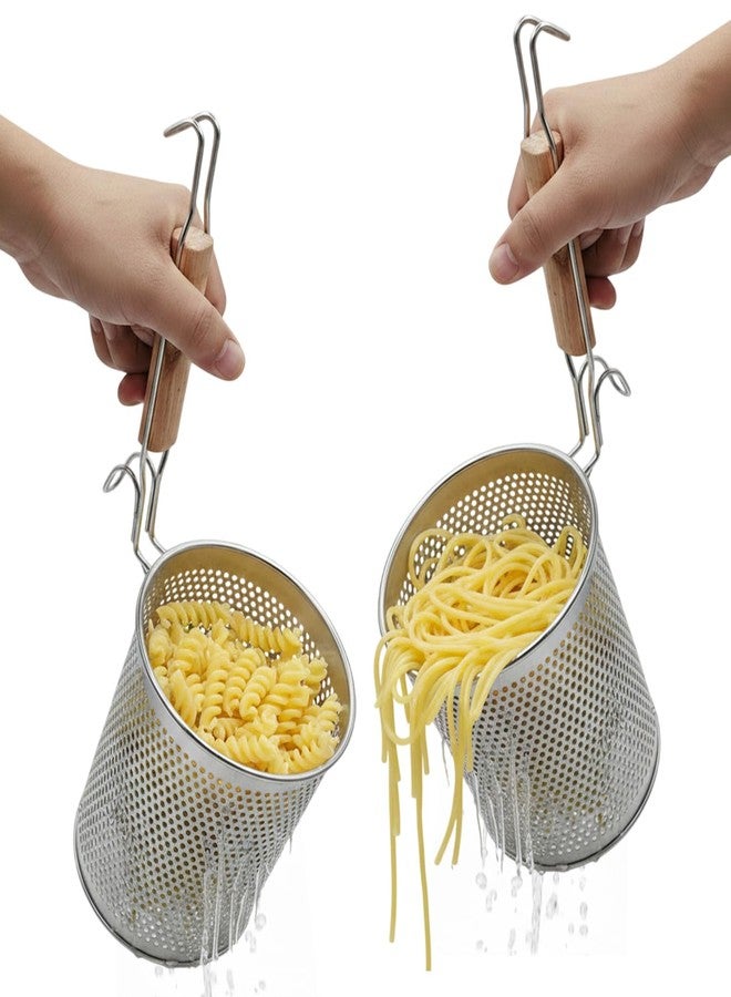 Eggssentials - Pasta Strainer with Handle - Pack of 2 Noodle basket made up of Stainless Steel Mesh - Pasta Basket for Boiling Noodles, Dumplings, Spaghetti – Boiling Strainer & Pasta Cooker. - Image 1