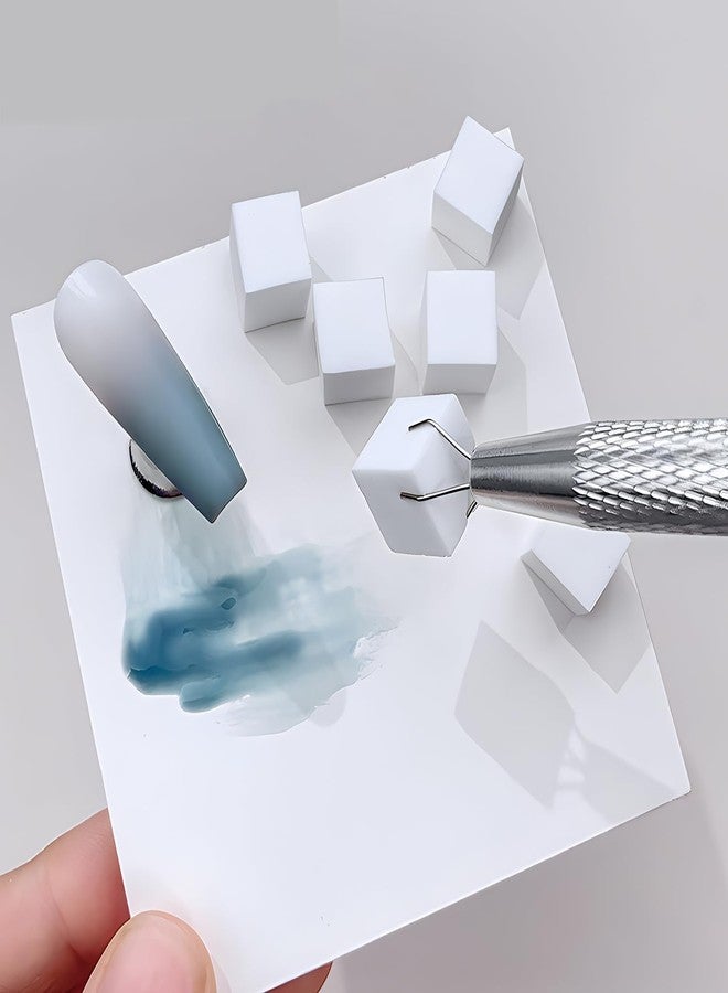URBAN BOX 50 Pcs Soft Nail Sponges with 4 Claws Metal Grabber,White Mini Nail Sponges for Ombre Metal Grabber Pen Nail Brush Nail Supplies Manicure Nail Art Tools Nail Accessories - Image 3