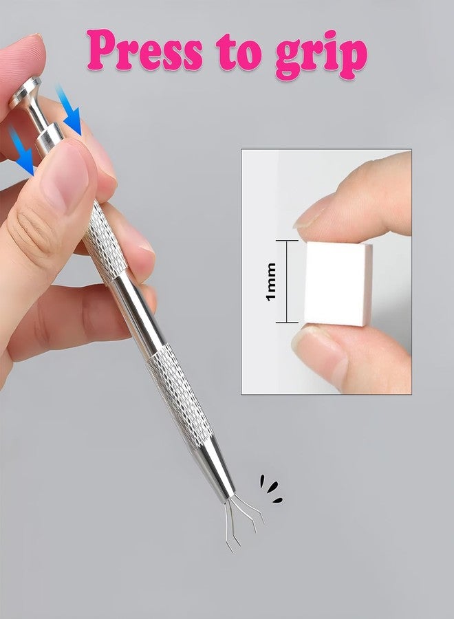 URBAN BOX 50 Pcs Soft Nail Sponges with 4 Claws Metal Grabber,White Mini Nail Sponges for Ombre Metal Grabber Pen Nail Brush Nail Supplies Manicure Nail Art Tools Nail Accessories - Image 2