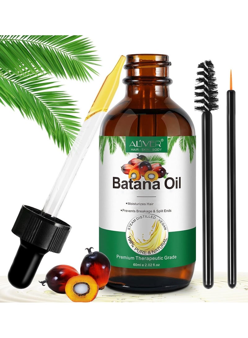 ALIVER Batana Oil for Hair, Cold Pressed 60 ml, Stimulates Hair Growth, Pure Batana Oil for Moisturising and Repair of Dry, Damaged Hair and Skin Care  - Image 2