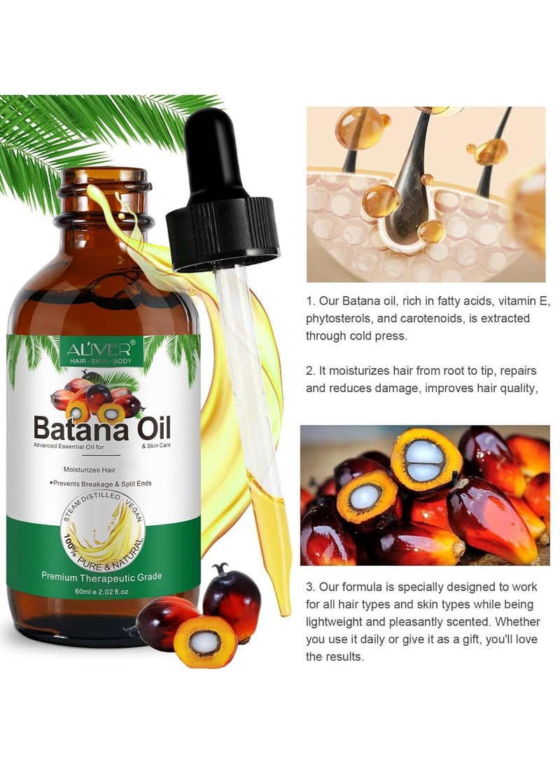ALIVER Batana Oil for Hair, Cold Pressed 60 ml, Stimulates Hair Growth, Pure Batana Oil for Moisturising and Repair of Dry, Damaged Hair and Skin Care  - Image 5