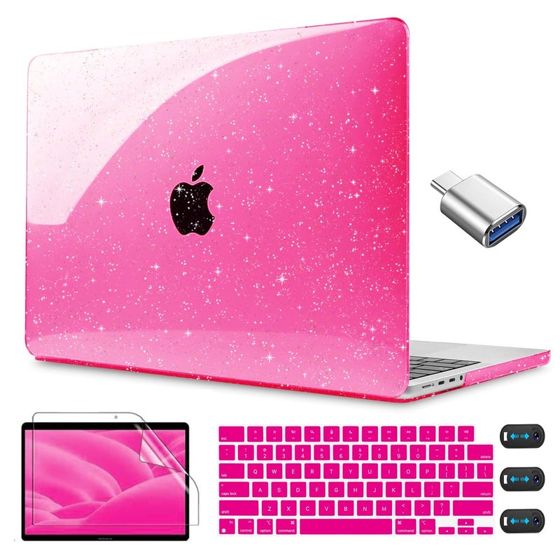 CISSOOK Sparkly Glitter Rose Pink Case for MacBook Pro 14 inch Case M5 M4 M3 M2 M1 Chip 2025 2024 2023 2022 2021 Release Model A3434 A3112 A3185 A3401 / A2918 A2992 / A2779 / A2442 - Image 1