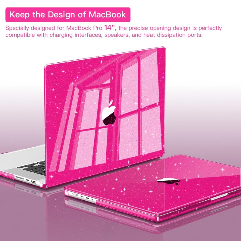 CISSOOK Sparkly Glitter Rose Pink Case for MacBook Pro 14 inch Case M5 M4 M3 M2 M1 Chip 2025 2024 2023 2022 2021 Release Model A3434 A3112 A3185 A3401 / A2918 A2992 / A2779 / A2442 - Image 5