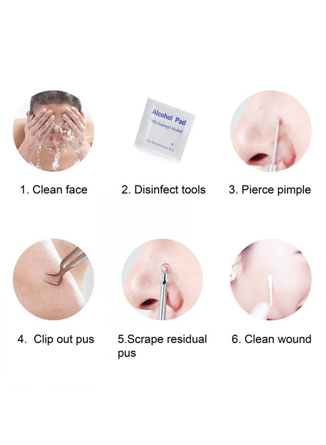 FIXBODY Blackhead and Splinter Remover Tools - Stainless Steel Professional Easily Cure Pimples Whiteheads Comedones Acne Zit Ingrown Hairs and Facial Impurities Bend Head Tweezer Surgical Kit - Image 5