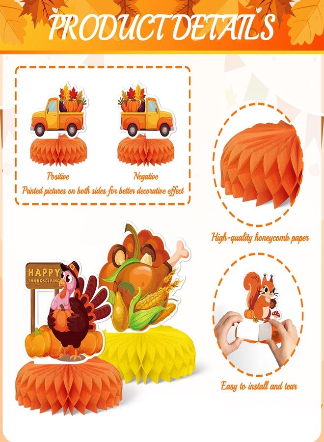 KSKSPE 9 PCS Fall Party Decorations,KSKSPE Thanksgiving Honeycomb Table Centerpiece 3D Pumpkin Turkey Table Centerpiece for Thanksgiving Theme Party Decor - Image 5