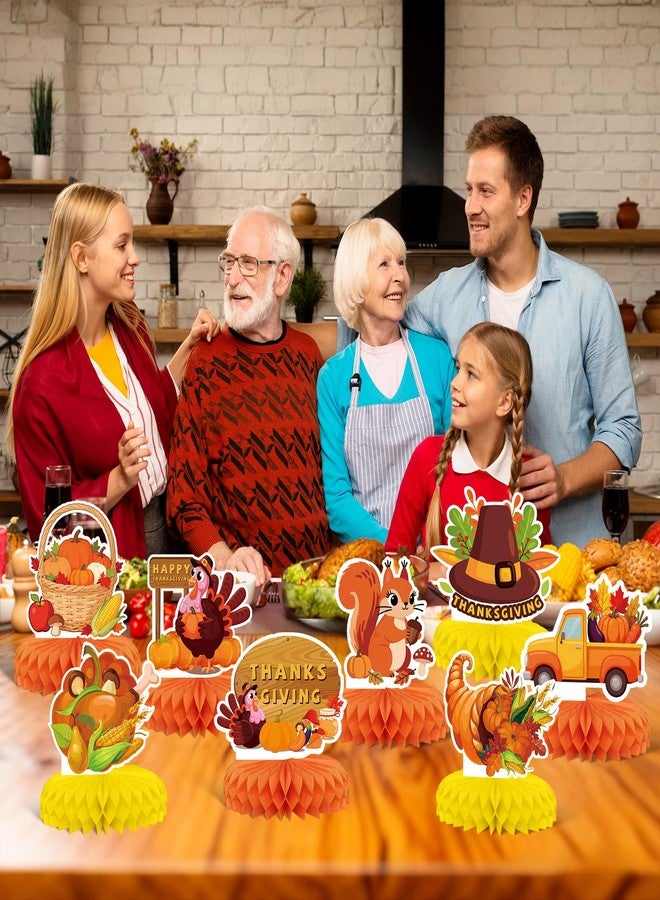 KSKSPE 9 PCS Fall Party Decorations,KSKSPE Thanksgiving Honeycomb Table Centerpiece 3D Pumpkin Turkey Table Centerpiece for Thanksgiving Theme Party Decor - Image 2