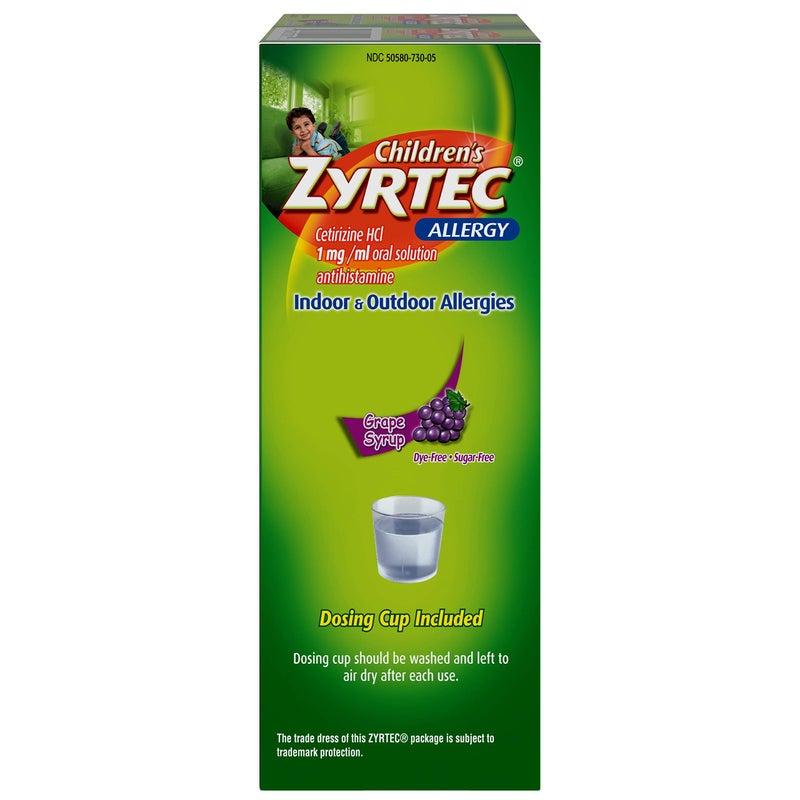 Zyrtec 24 Hr Children's Allergy Syrup with Cetirizine, Sugar-Free Grape, Twin Pack of 4 fl. oz - Image 5