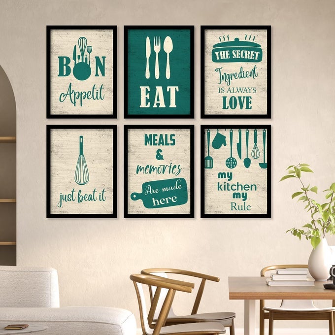 STUDIO RESTAURANT FOOD WALL PAINTING FOR CAFETERIA AND RESTAURANT AND CAFE POSTER FOR KITCHEN HOTEL WALL DECORFOOD QUOTES WALL PAINTING FOR HOTEL DECOR 10 INCH X 13 INCH SET OF 6