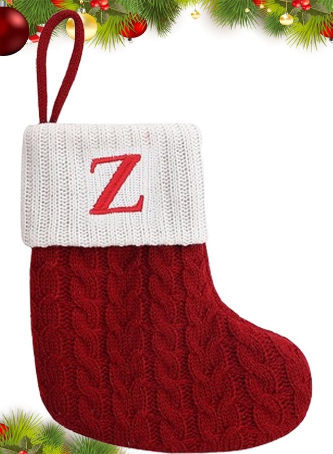 VUCATIN Mini Red Knit Stocking Initial Monogram Embroidered Christmas Stocking Family Fireplace Hanging Ornament Xmas Holiday Decor Gift (Z) - Image 1