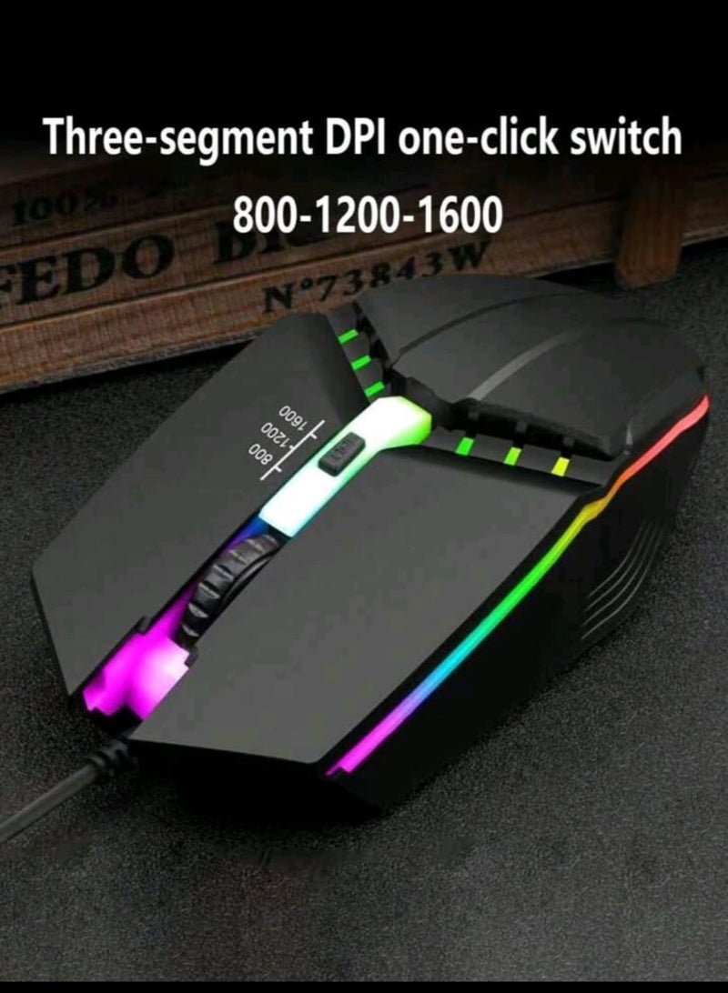 1600DPI Cabled Gaming Mouse Usb Wired Optical Backlight Mouse Gamer Ergonomic Rgb Portable Usb Wired  - Image 1