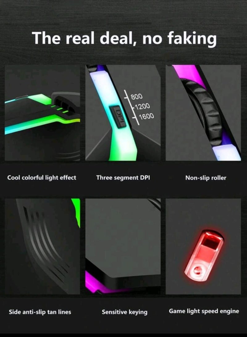 1600DPI Cabled Gaming Mouse Usb Wired Optical Backlight Mouse Gamer Ergonomic Rgb Portable Usb Wired  - Image 4