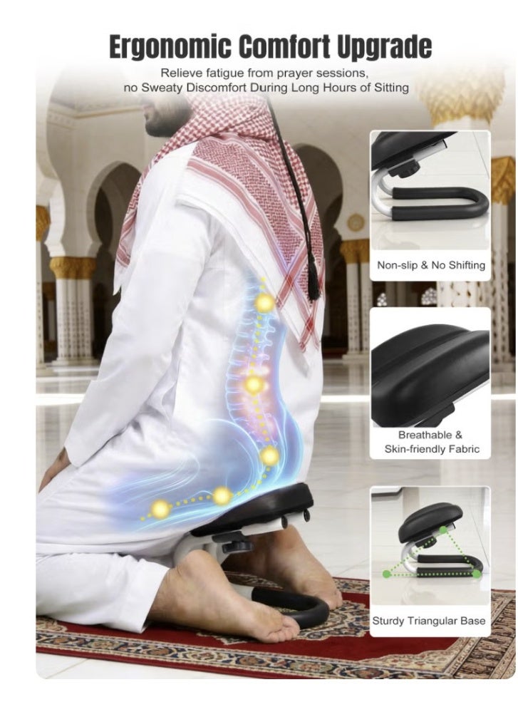 Rawda Prostration Chair Prayer, Adjustable Height Sajjadah Chair with Anti-slip Cover, Meditation Stool, Ergonomic Design for Comfortable Prayer Position, Meditation Stool Mindfulness Prayer Kneeling Stool Sujoud Chair - Image 3