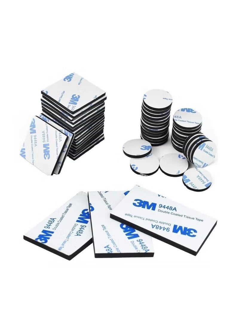 3M Double Sided Tape Heavy Duty, 100pcs of Strong Pads, Super and Extra Sticky Adhesive Tape Include Square, Round Shape Waterproof for Walls Picture, Home, Office, Car - Image 5