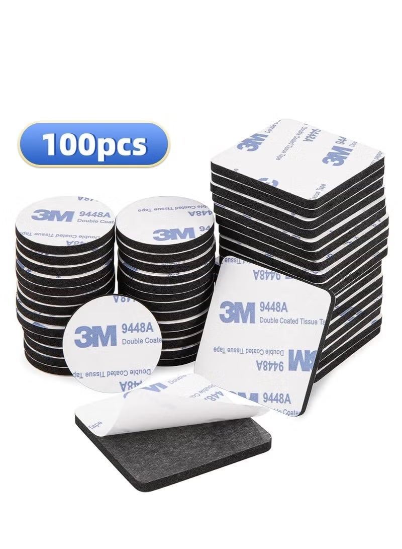 3M Double Sided Tape Heavy Duty, 100pcs of Strong Pads, Super and Extra Sticky Adhesive Tape Include Square, Round Shape Waterproof for Walls Picture, Home, Office, Car - Image 1