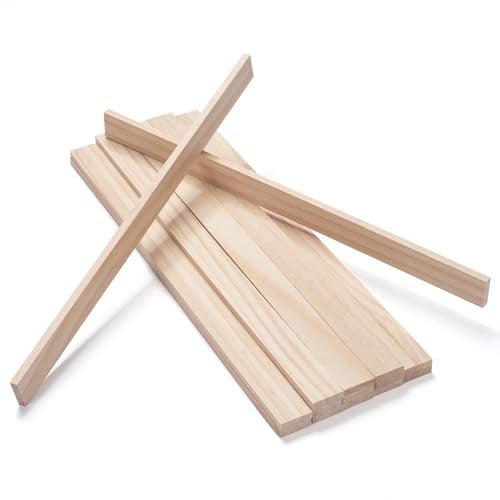 Coowayze Wood Strips Trim Slats for Crafts Square Wooden Dowels Wooden Sticks for Crafts 14 1 15 15 PCS Wood Dowel Rods Unfinished Hardwood Sticks Flat Lumber Boards for Woodworking - Image 1