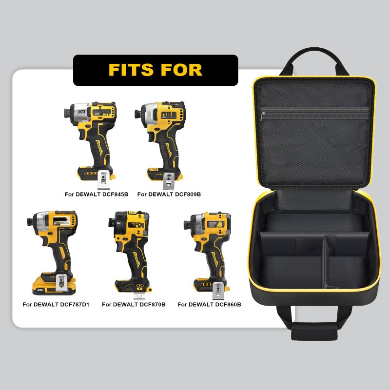 SAIKA Case for DEWALT 20V MAX XR 1/4 Inch Cordless Impact Driver DCF845B DCF870B DCF809B DCF787 DCF860, Screwdriver Tools Storage for Battery, Charger and Bits (Bag Only) - Image 2