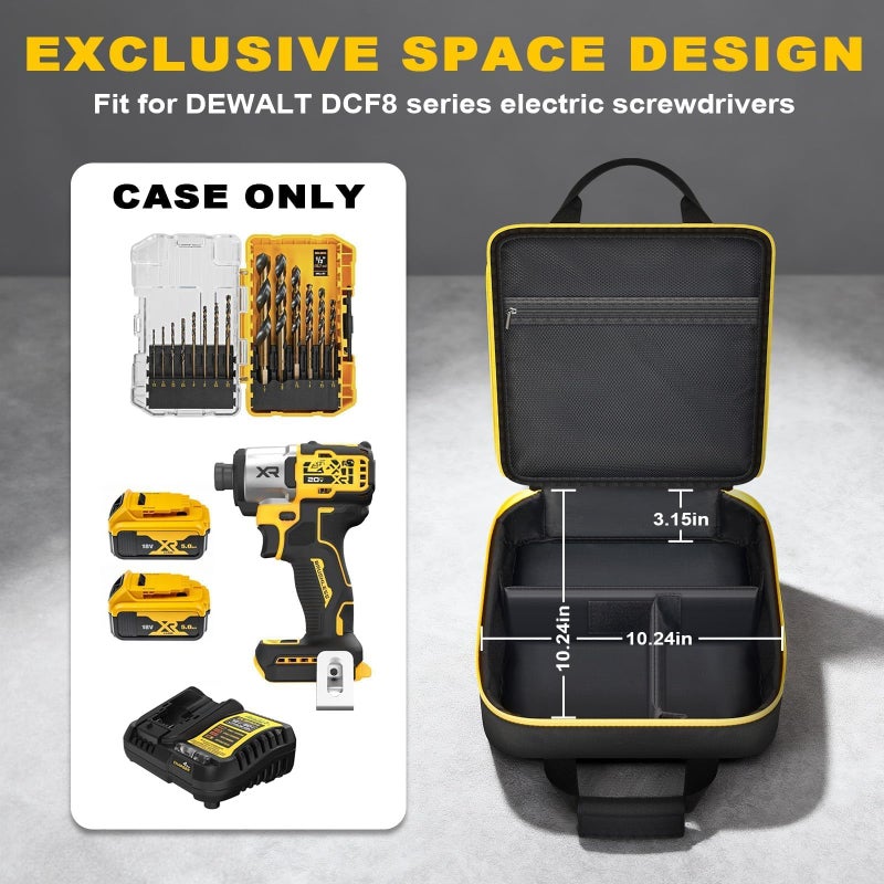 SAIKA Case for DEWALT 20V MAX XR 1/4 Inch Cordless Impact Driver DCF845B DCF870B DCF809B DCF787 DCF860, Screwdriver Tools Storage for Battery, Charger and Bits (Bag Only) - Image 3