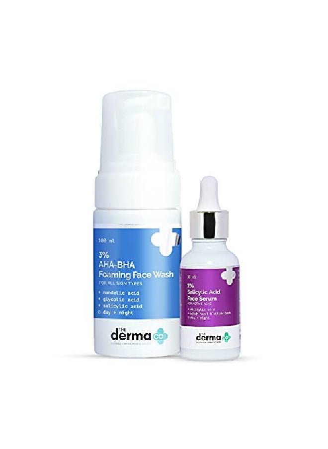 THE derma Co Bye Bye Acne Combo 3% AHABHA Foaming Face Wash (100 ml) + 2% Salicylic Acid Face Serum (30 ml)  - Image 2